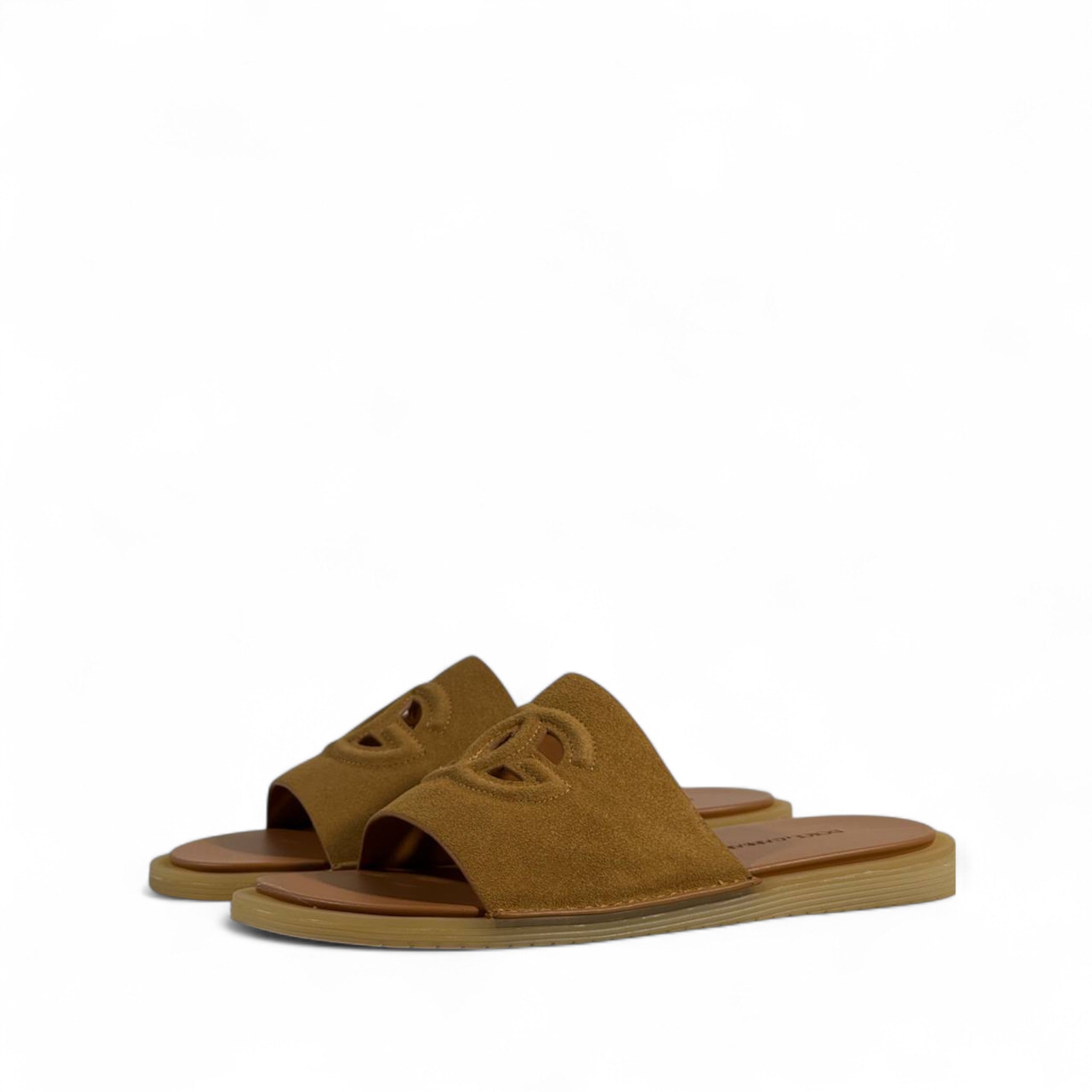 👡 Dolce & Gabbana Brown Suede Slides – Luxury Comfort