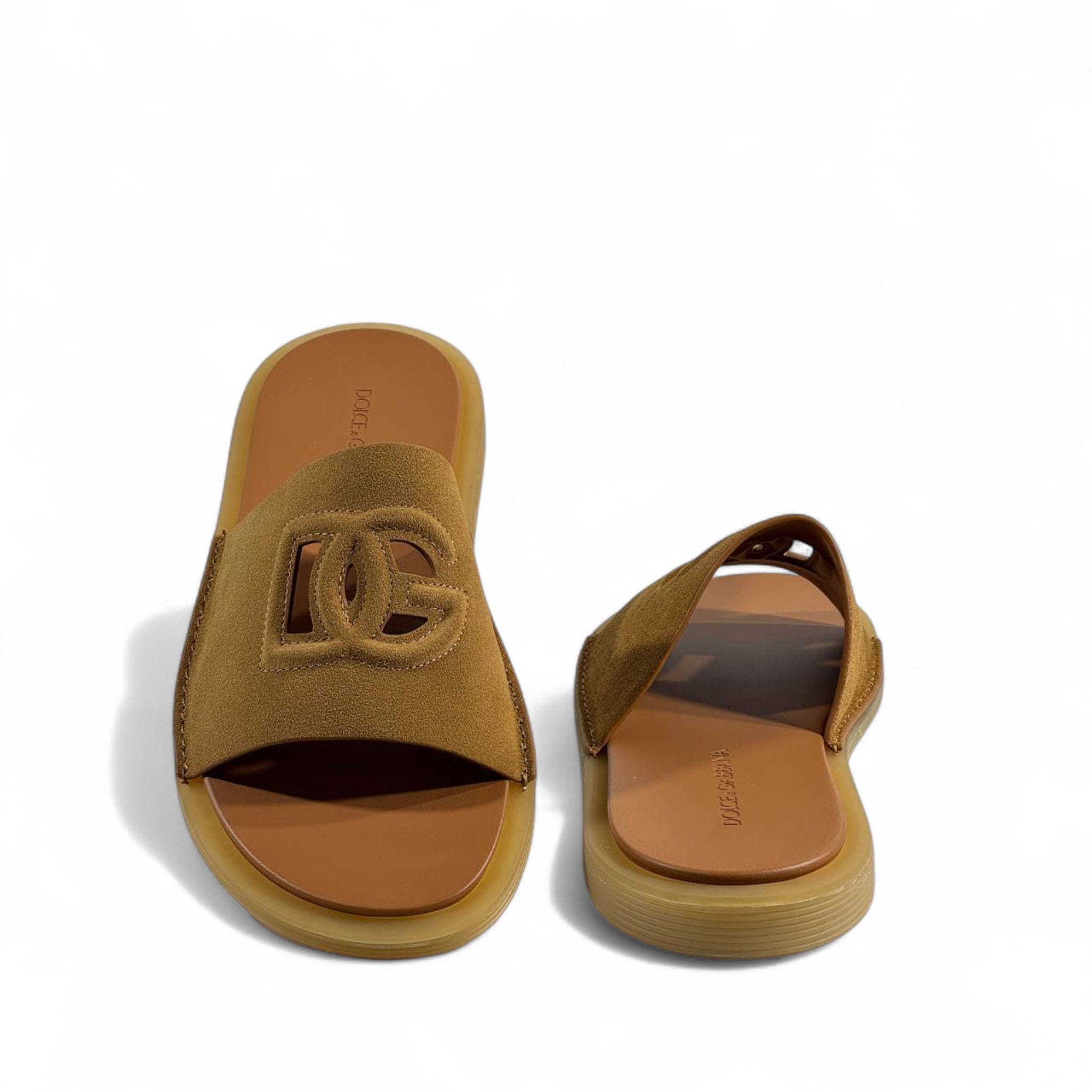 👡 Dolce & Gabbana Brown Suede Slides – Luxury Comfort