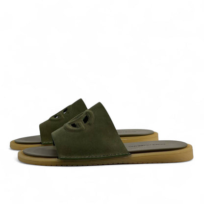 👡 Dolce & Gabbana Olive Green Suede Slides – Effortless Elegance