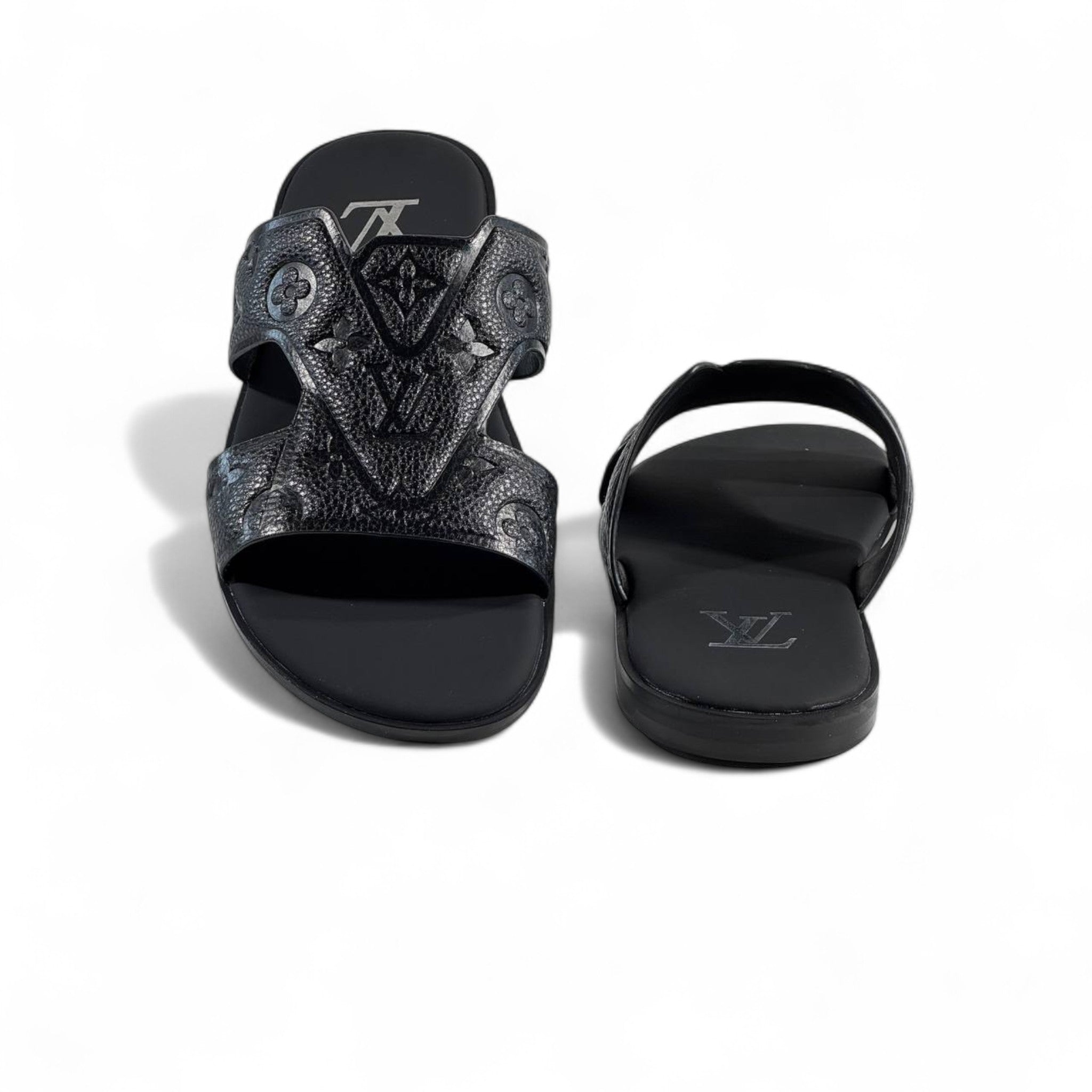👡 Louis Vuitton Monogram Eclipse Slides – Black Edition