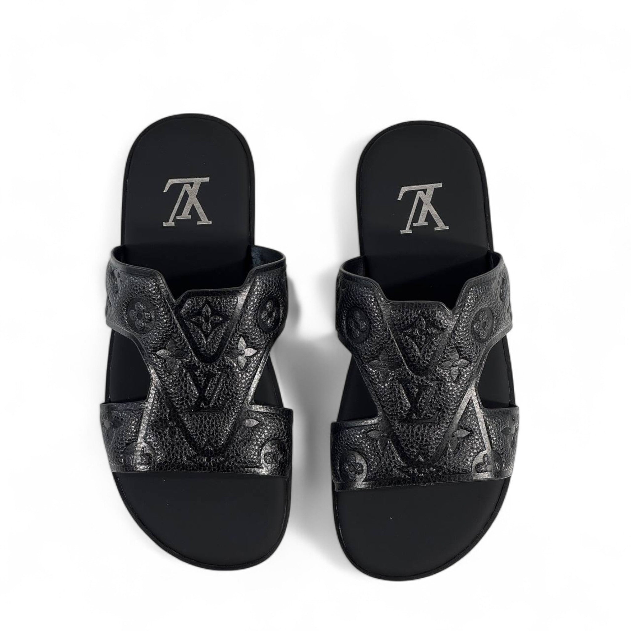 👡 Louis Vuitton Monogram Eclipse Slides – Black Edition