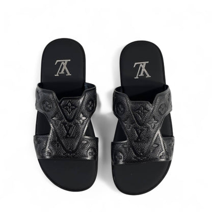 👡 Louis Vuitton Monogram Eclipse Slides – Black Edition