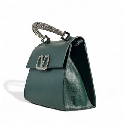 Valentino Garavani Emerald Green VLogo Crystal Handle Bag 💚✨