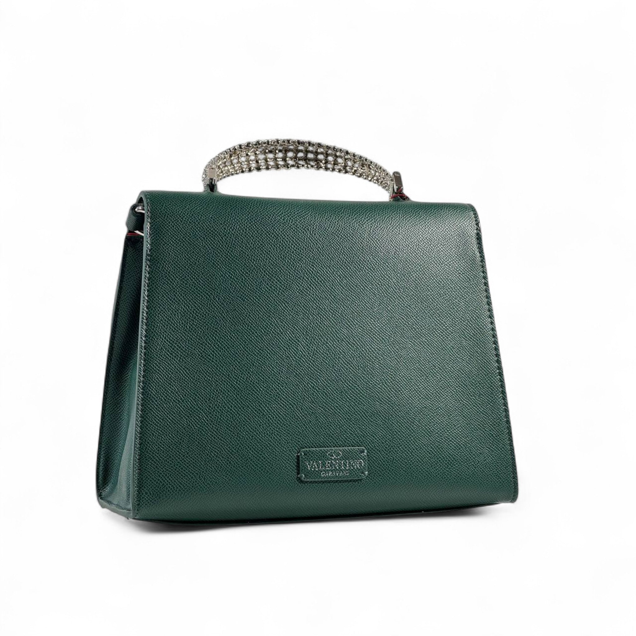 Valentino Garavani Emerald Green VLogo Crystal Handle Bag 💚✨