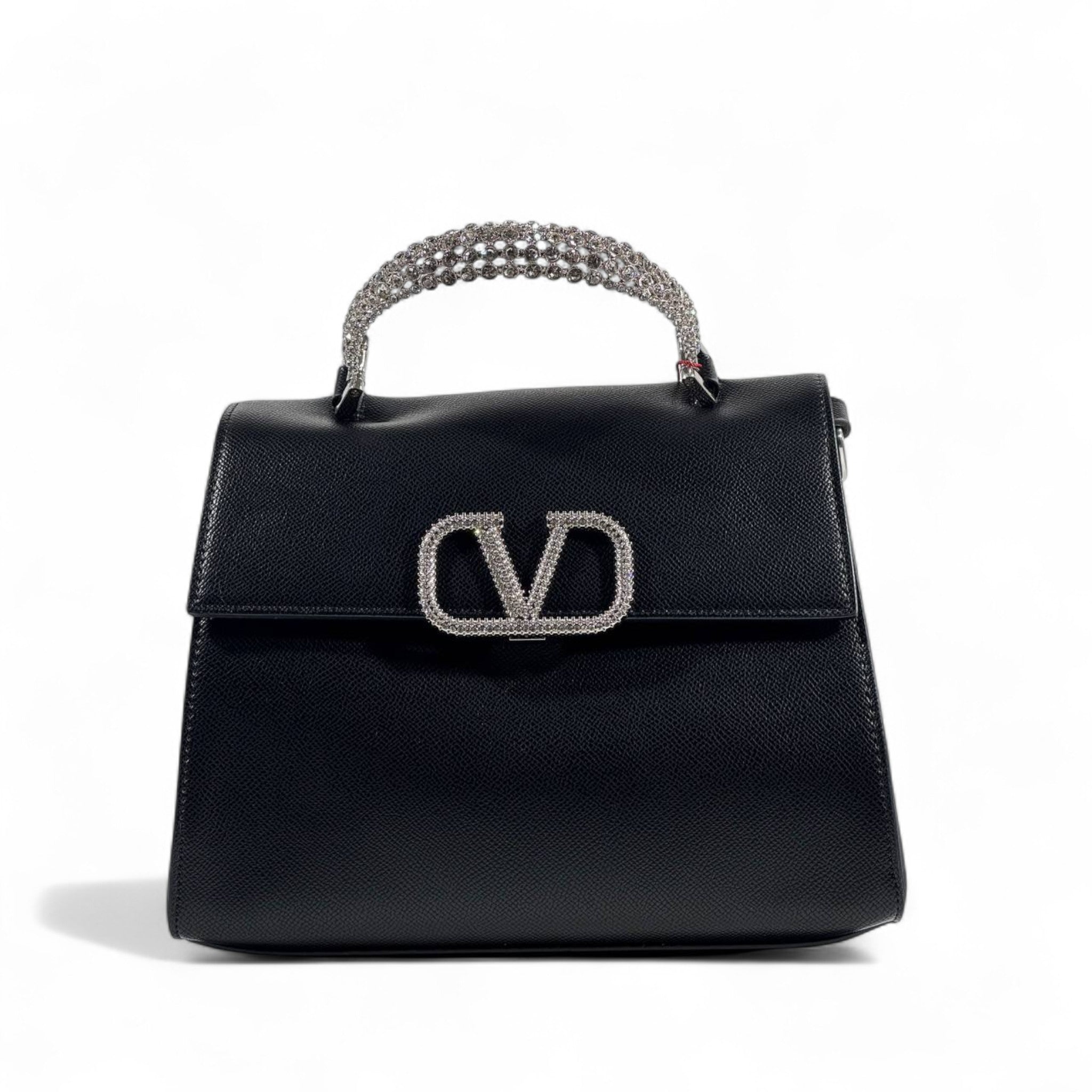 Valentino Garavani Black VLogo Crystal Handle Bag 🖤✨