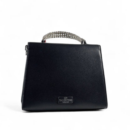 Valentino Garavani Black VLogo Crystal Handle Bag 🖤✨