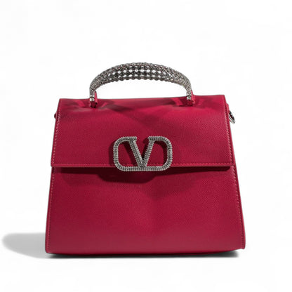 Valentino Garavani Ruby Red VLogo Crystal Handle Bag ❤️✨
