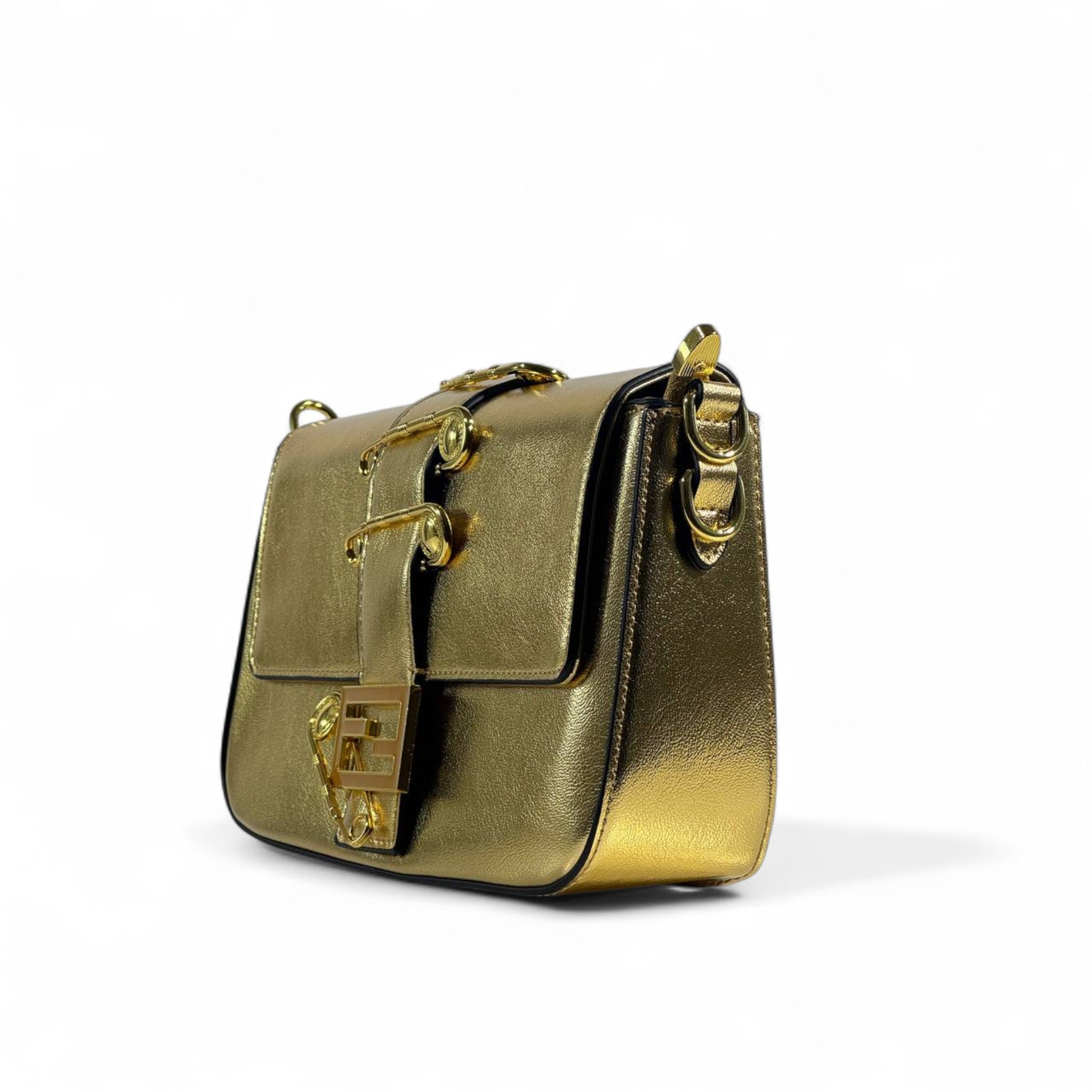 Fendace Gold Metallic Shoulder Bag ✨👜💛 (Fendi x Versace Collaboration)