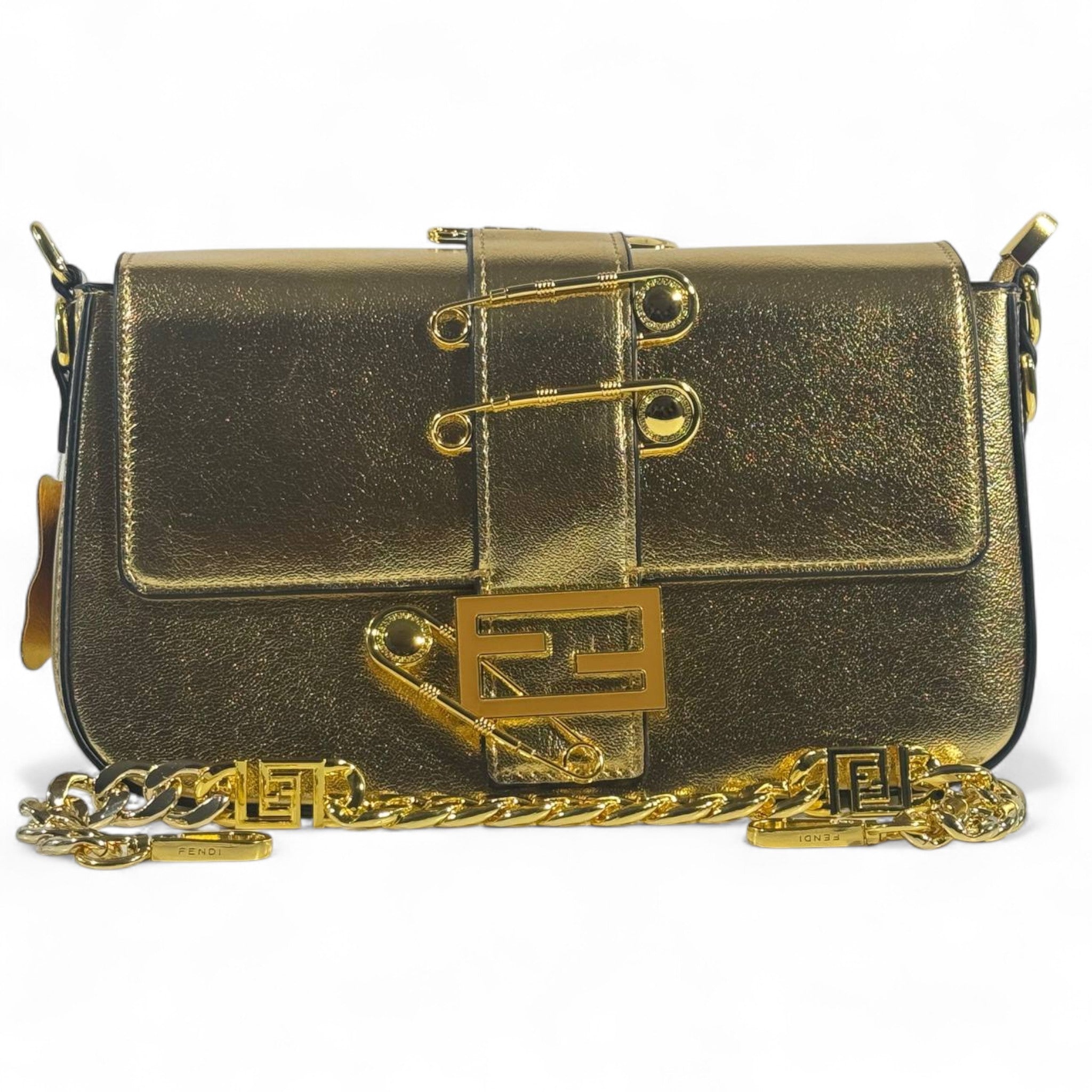 Fendace Gold Metallic Shoulder Bag ✨👜💛 (Fendi x Versace Collaboration)