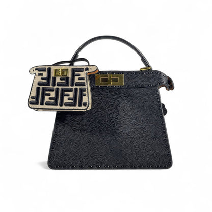 Fendi Peekaboo ISeeU Petite 🖤 with Nano Baguette Charm (Black & Beige Edition)