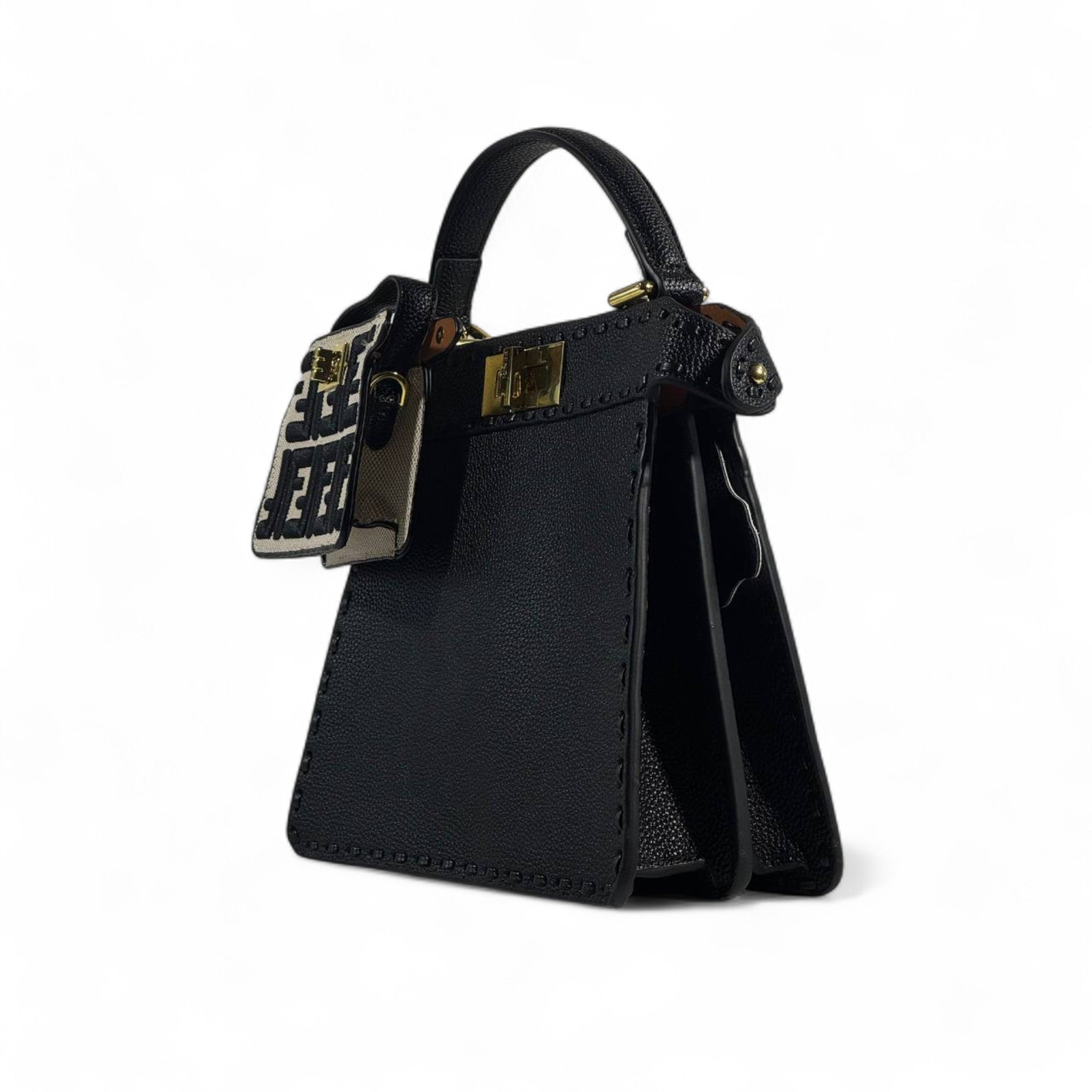 Fendi Peekaboo ISeeU Petite 🖤 with Nano Baguette Charm (Black & Beige Edition)
