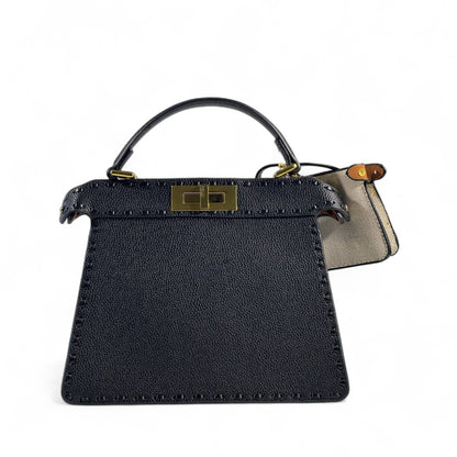 Fendi Peekaboo ISeeU Petite 🖤 with Nano Baguette Charm (Black & Beige Edition)