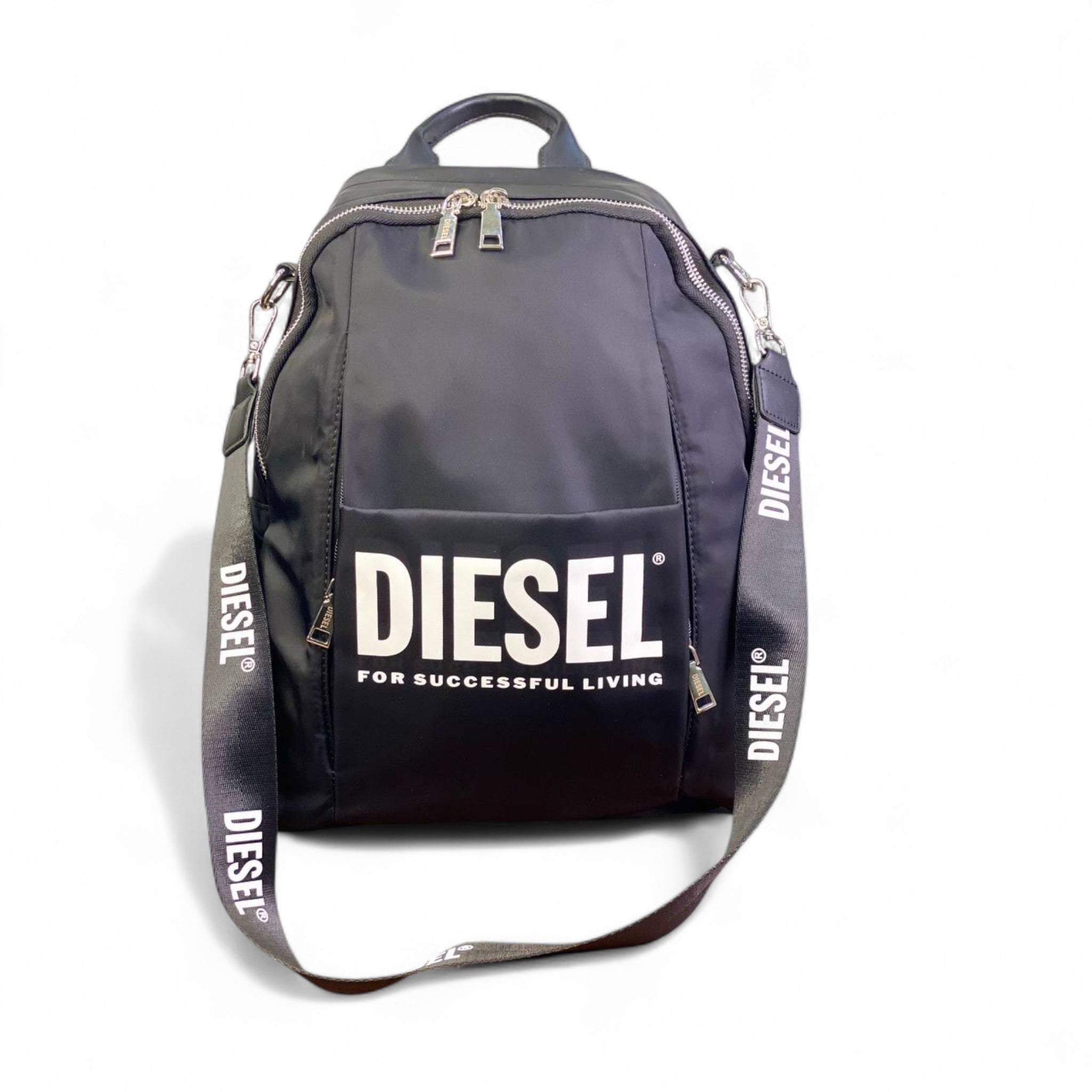 DIESEL Black Logo Backpack 🎒 – Bold Style for Everyday Adventures