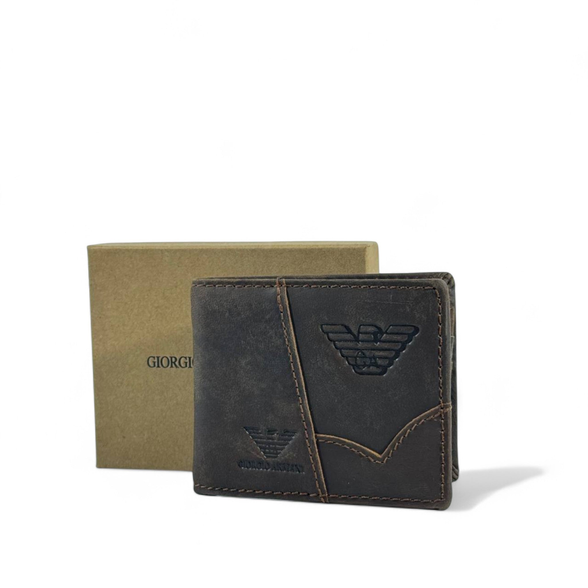 🤎 Giorgio Armani Brown Leather Wallet – Rugged Elegance with Italian Flair