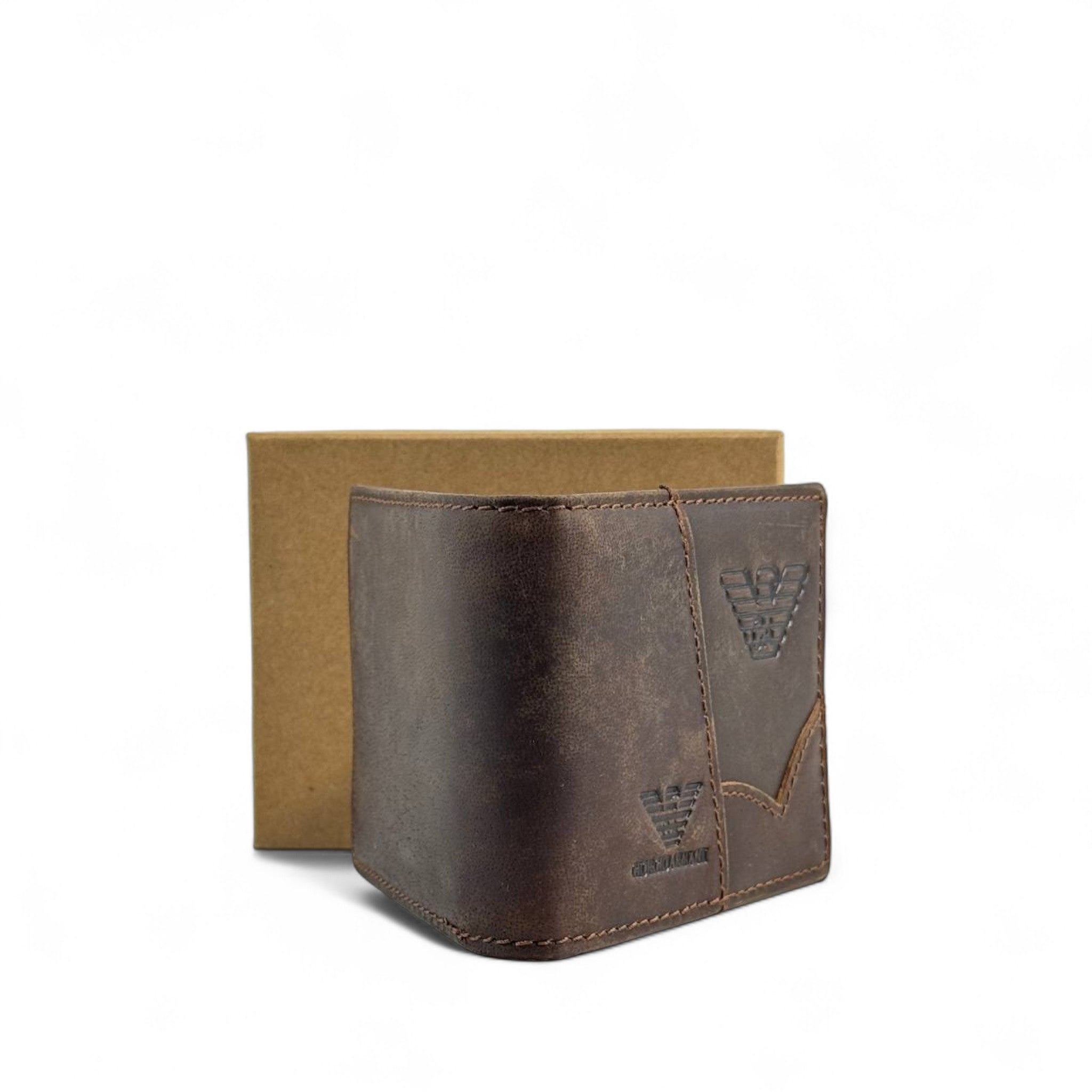 🤎 Giorgio Armani Brown Leather Wallet – Rugged Elegance with Italian Flair