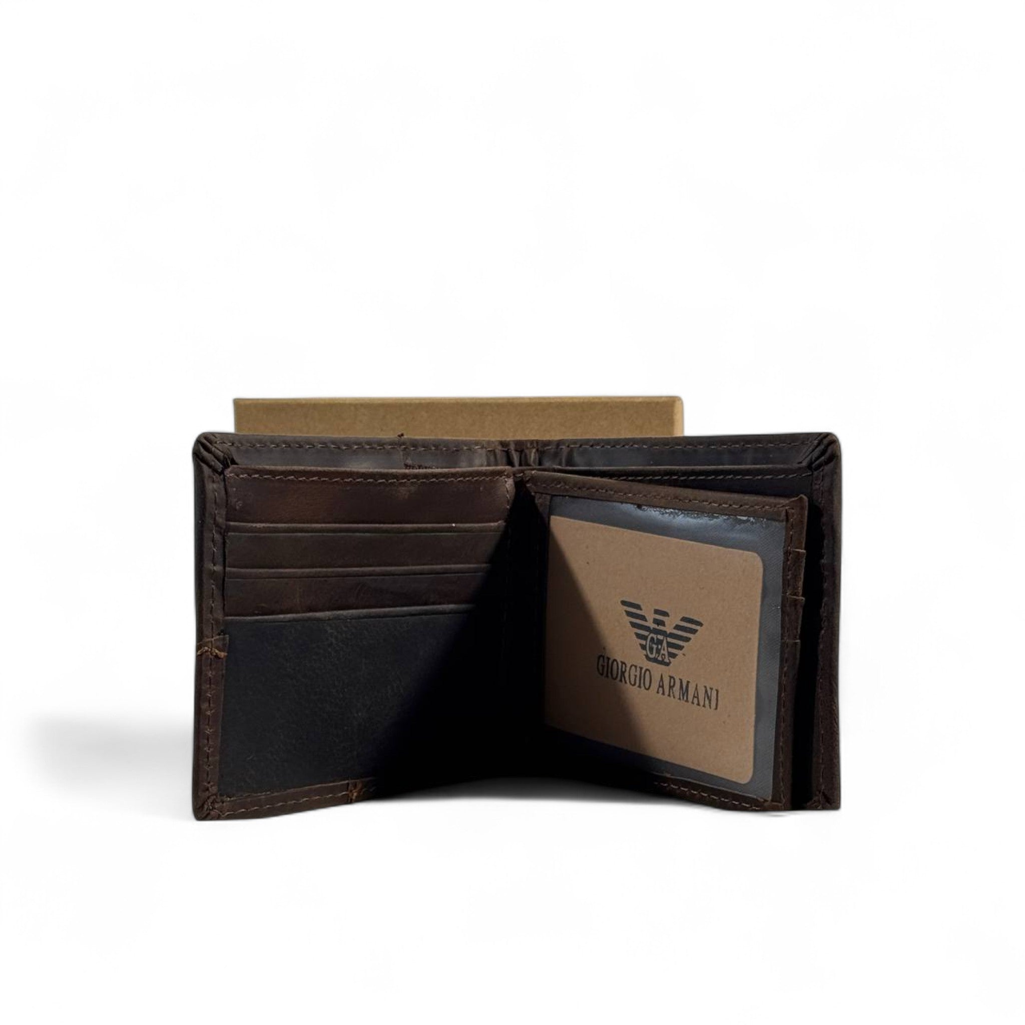 🤎 Giorgio Armani Brown Leather Wallet – Rugged Elegance with Italian Flair