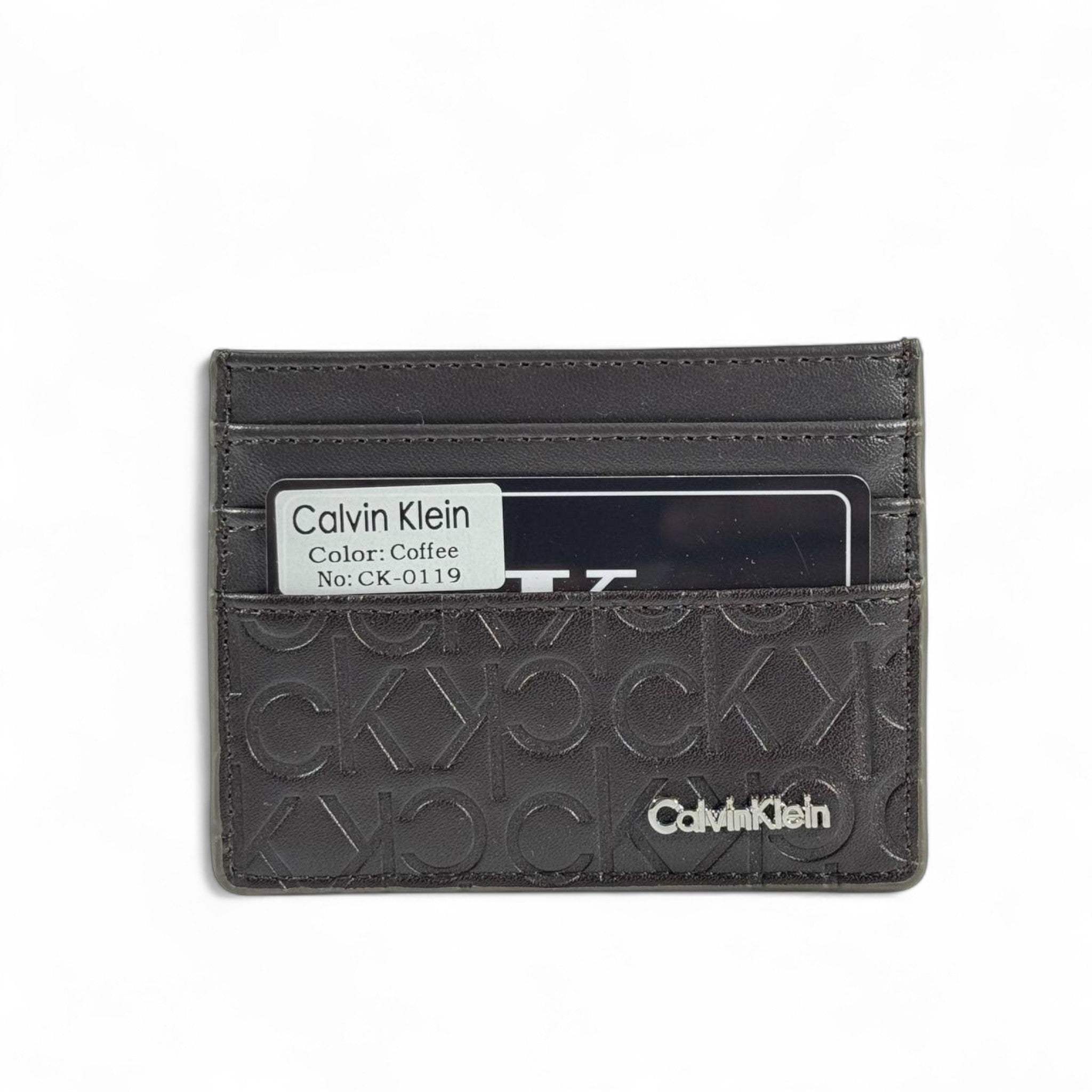 🤎 Calvin Klein Coffee Leather Card Holder – Subtle Luxury, Everyday Style