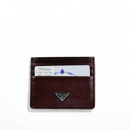 🤎 Prada Coffee Brown Leather Card Holder – Italian Luxury, Everyday Essential