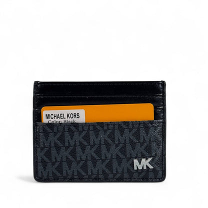 🖤 Michael Kors Black Monogram Leather Card Holder – Modern Luxury in Your Pocket