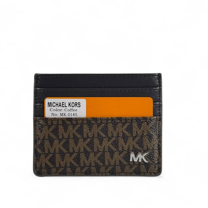 🤎 Michael Kors Coffee Monogram Leather Card Holder – Timeless & Stylish
