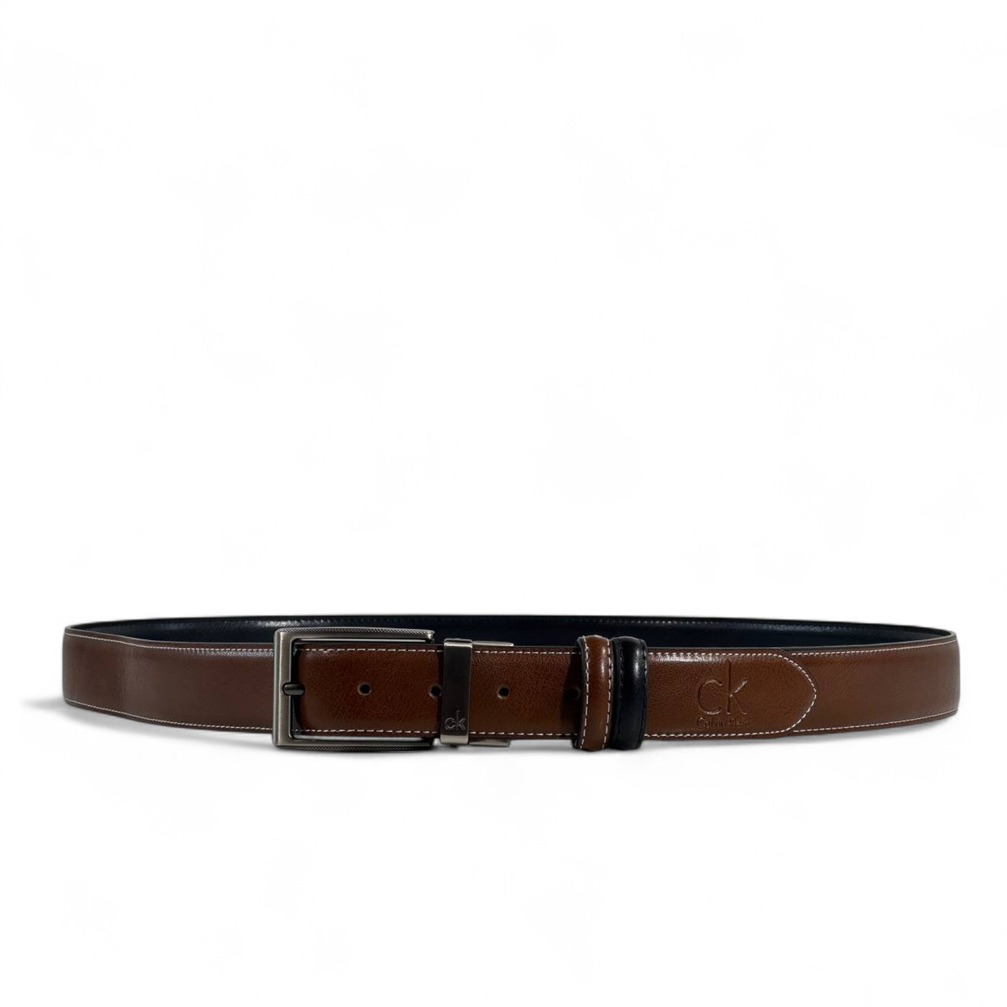 🤎 Calvin Klein Coffee Brown Leather Belt – Double-Face Elegance (135cm)