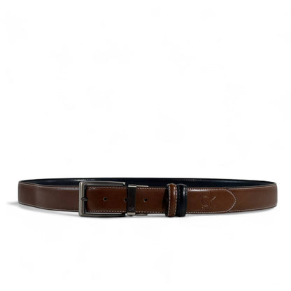 🤎 Calvin Klein Coffee Brown Leather Belt – Double-Face Elegance (135cm)