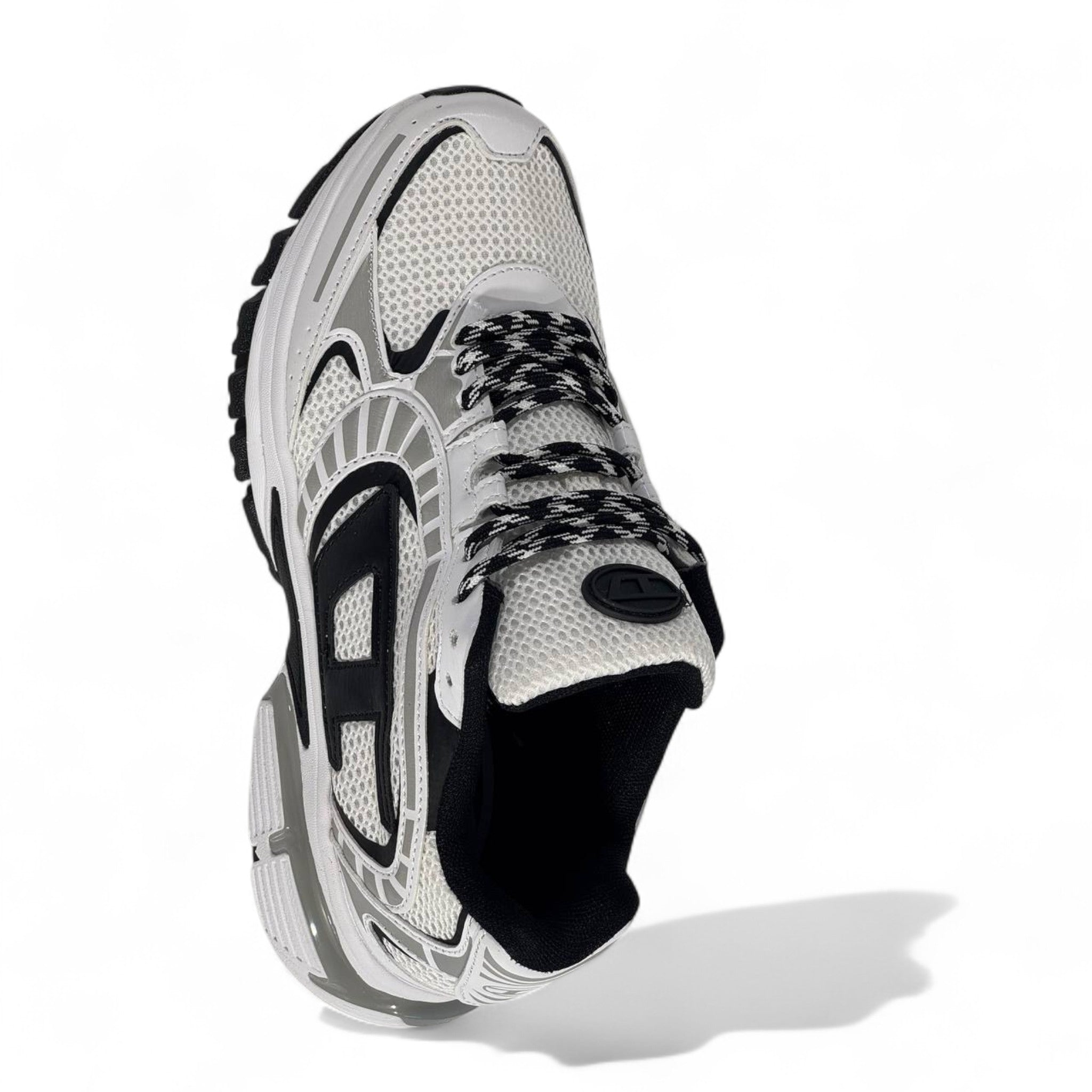 ⚡ Diesel White & Silver Chunky Sneakers – Futuristic Streetwear