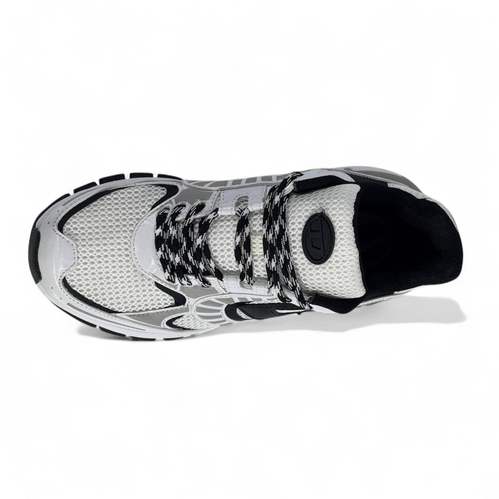 ⚡ Diesel White & Silver Chunky Sneakers – Futuristic Streetwear