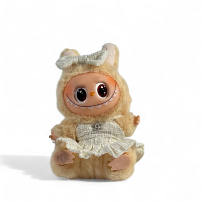 🧸 Labubu Chanel-Inspired keychain – Cream Bow & Dress Edition