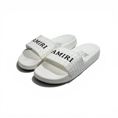 AMIRI Luxury White Slide Sandals – Minimal Designer Comfort & Everyday Style 👟✨
