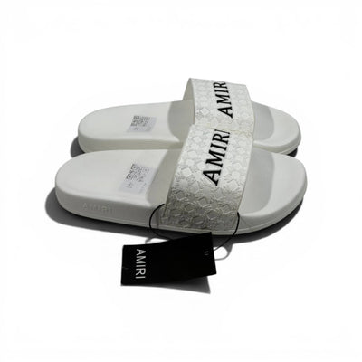 AMIRI Luxury White Slide Sandals – Minimal Designer Comfort & Everyday Style 👟✨