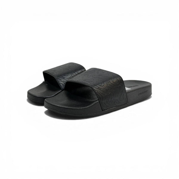 BURBERRY Luxury Black Slide Sandals – Embossed Monogram Comfort & Premium Streetwear 👟✨