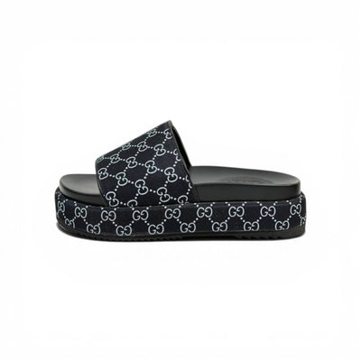 GUCCI Luxury Black Platform Slide Sandals – GG Monogram Statement & Premium Streetwear 👟✨