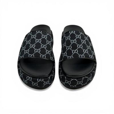 GUCCI Luxury Black Platform Slide Sandals – GG Monogram Statement & Premium Streetwear 👟✨