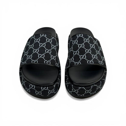 GUCCI Luxury Black Platform Slide Sandals – GG Monogram Statement & Premium Streetwear 👟✨