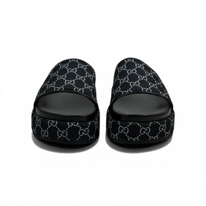 GUCCI Luxury Black Platform Slide Sandals – GG Monogram Statement & Premium Streetwear 👟✨