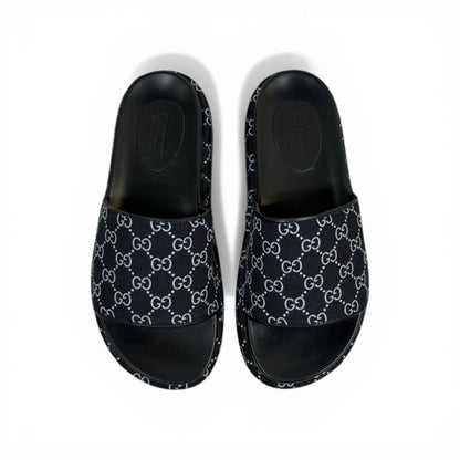 GUCCI Luxury Black Platform Slide Sandals – GG Monogram Statement & Premium Streetwear 👟✨