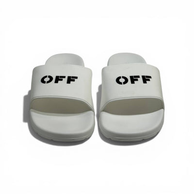 OFF-WHITE Luxury White Slide Sandals – Minimal Logo Design & Everyday Premium Comfort 👟✨