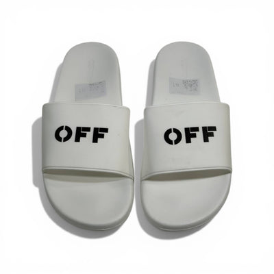 OFF-WHITE Luxury White Slide Sandals – Minimal Logo Design & Everyday Premium Comfort 👟✨