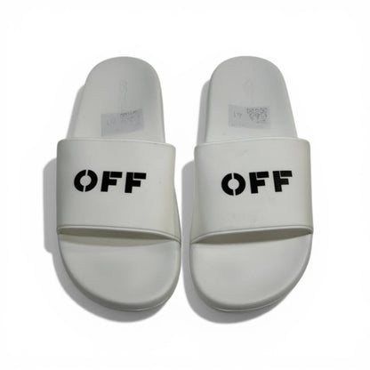 OFF-WHITE Luxury White Slide Sandals – Minimal Logo Design & Everyday Premium Comfort 👟✨