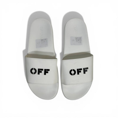 OFF-WHITE Luxury White Slide Sandals – Minimal Logo Design & Everyday Premium Comfort 👟✨