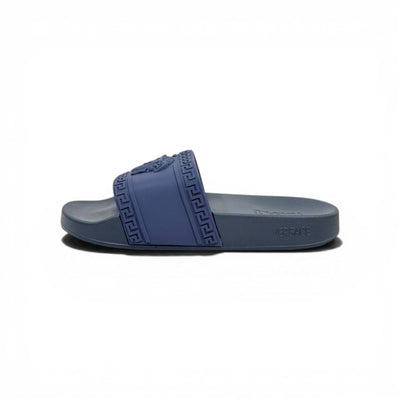 VERSACE Luxury Navy Blue Slide Sandals – Medusa Icon Design & Premium Comfort 👟✨
