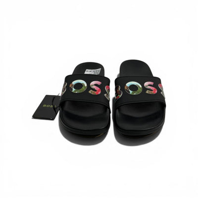 BOSS Luxury Black Slide Sandals – Statement Logo Design & Premium Everyday Comfort 👟✨