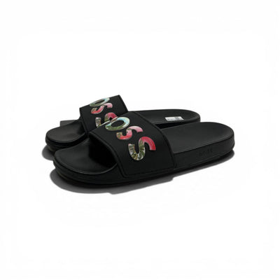 BOSS Luxury Black Slide Sandals – Statement Logo Design & Premium Everyday Comfort 👟✨