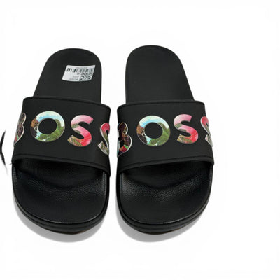 BOSS Luxury Black Slide Sandals – Statement Logo Design & Premium Everyday Comfort 👟✨