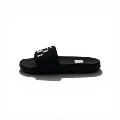 AMIRI Luxury Black Slide Sandals – Bold White Logo Design & Premium Streetwear 👟✨