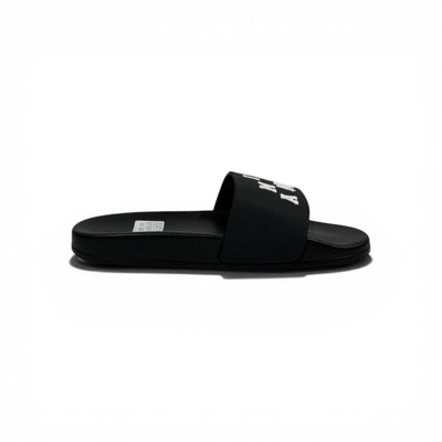 AMIRI Luxury Black Slide Sandals – Bold White Logo Design & Premium Streetwear 👟✨