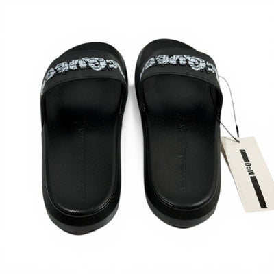ALEXANDER MCQUEEN Luxury Black Slide Sandals – Bold Logo Statement & Premium Comfort 👟✨