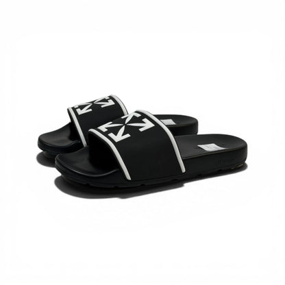 OFF-WHITE Luxury Black Slide  – Iconic Arrow Logo Design & Premium Streetwear 👟✨