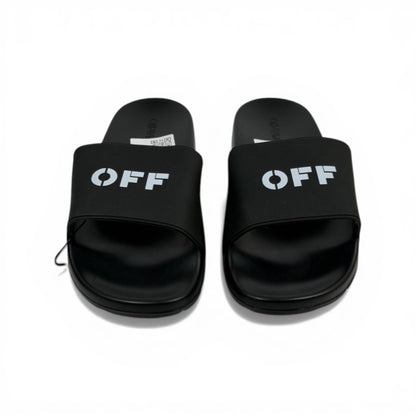 OFF-WHITE Luxury Black Slide Sandals – Minimal OFF Logo Design & Everyday Comfort 👟✨